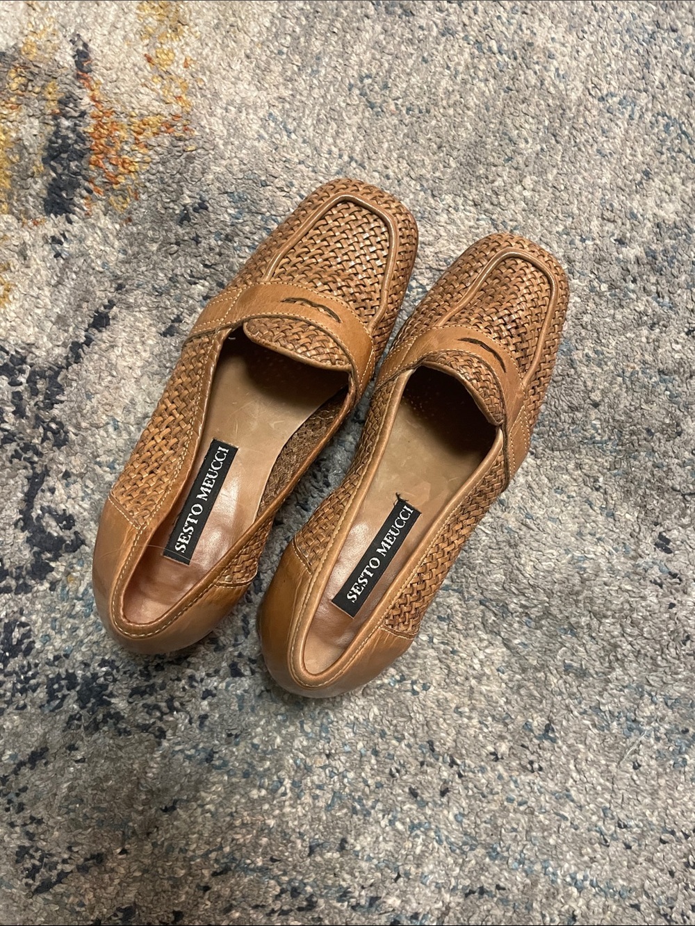 Sesto Meucci Braided Leather Penny Loafers in Tan